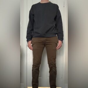 J Crew Straight Fit Dark Khaki Cotton Chinos 32x34